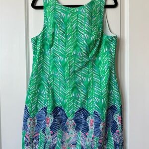Green and Blue Patterned Sleeveless Dress